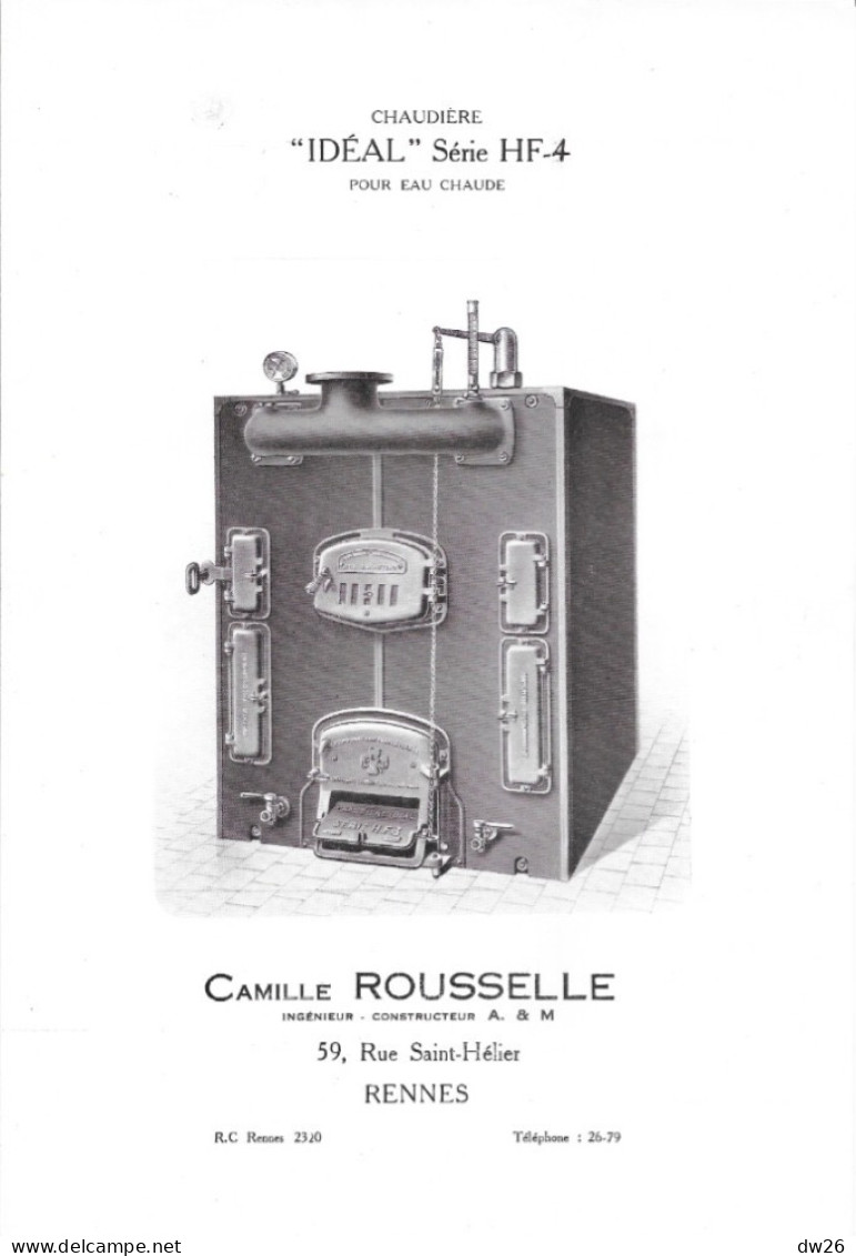 Document Commercial - Pochette Publicitaire Entreprise Camille Rousselle, Chauffage Central, Rennes - Radiateurs Chappée - 1900 – 1949