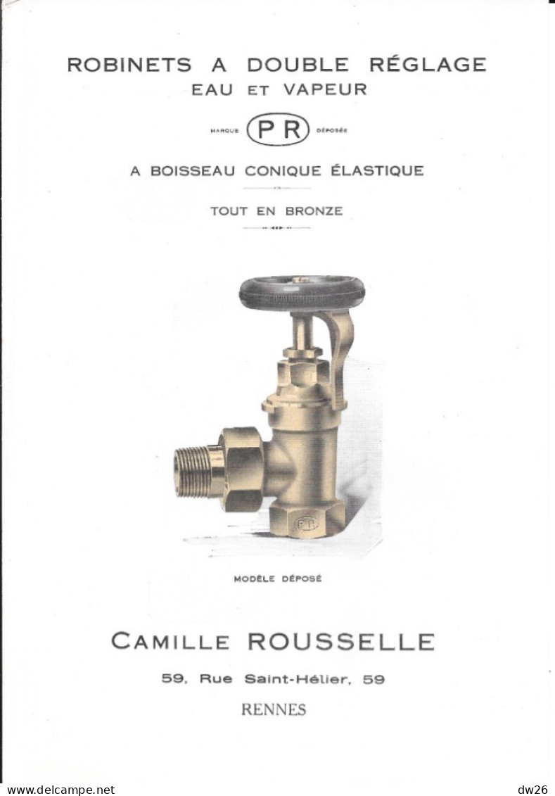 Document Commercial - Pochette Publicitaire Entreprise Camille Rousselle, Chauffage Central, Rennes - Radiateurs Chappée - 1900 – 1949