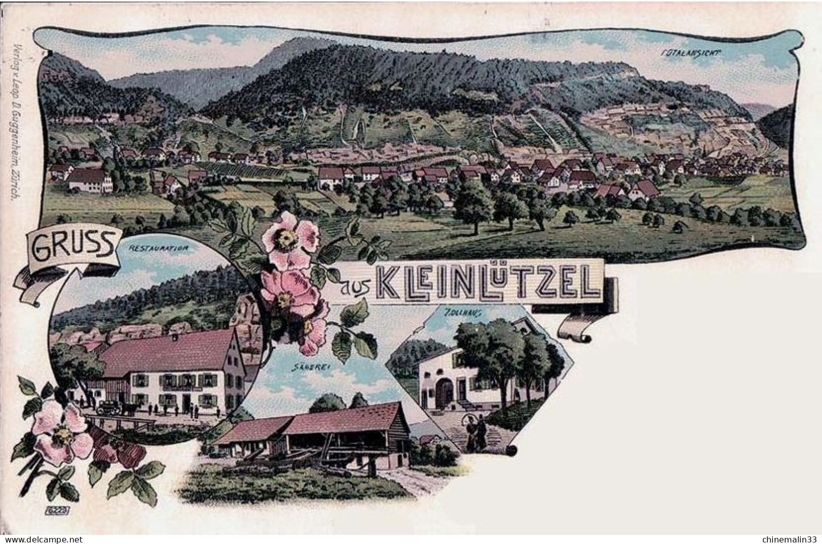 SUISSE GRUSS AUS KLEINLÜTZEL TRES ANIMATION REIMPRESSION DE CARTE ANCIENNE COLLECTION E.B. 1970 - Sion