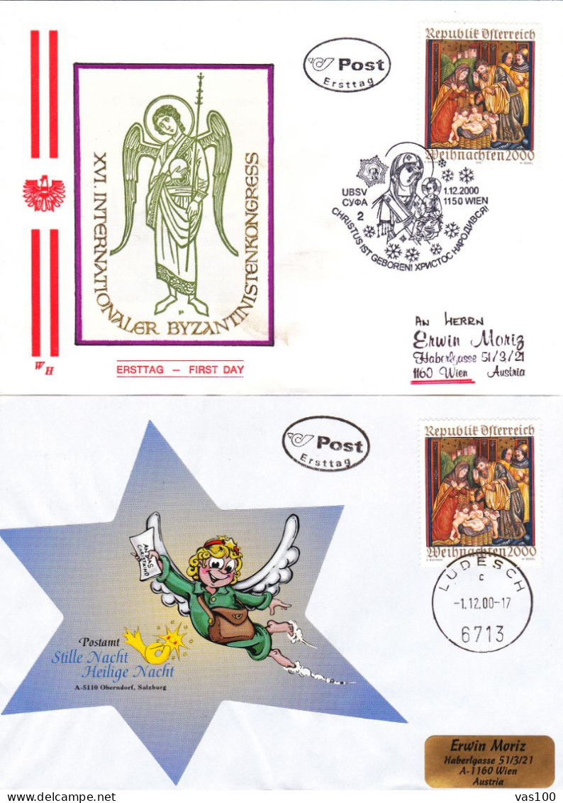 CHRISTMAS X2 COVERS FDC 2000 AUSTRIA - Christmas