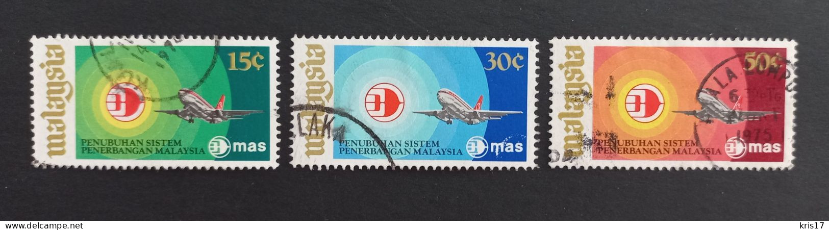 (TI)(MAL1973-2) Série Complète Timbres De MALAISIE MALAYSIA 1973 Oblitérés Used YT112-YT113-YT114 Compagnie Aérienne MAS - Malaysia (1964-...)