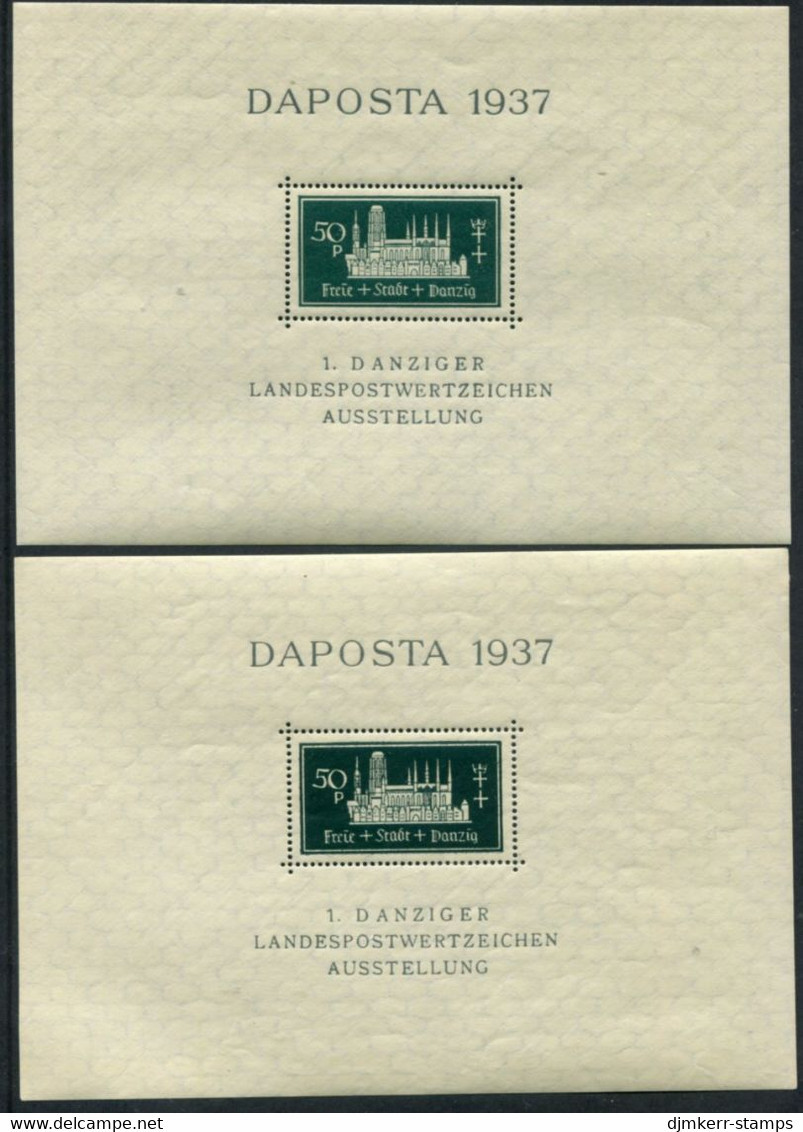 DANZIG 1937 DAPOSTA Exhibition  Block In Both Shades, MNH / **.  Michel Block 1a+b - Neufs