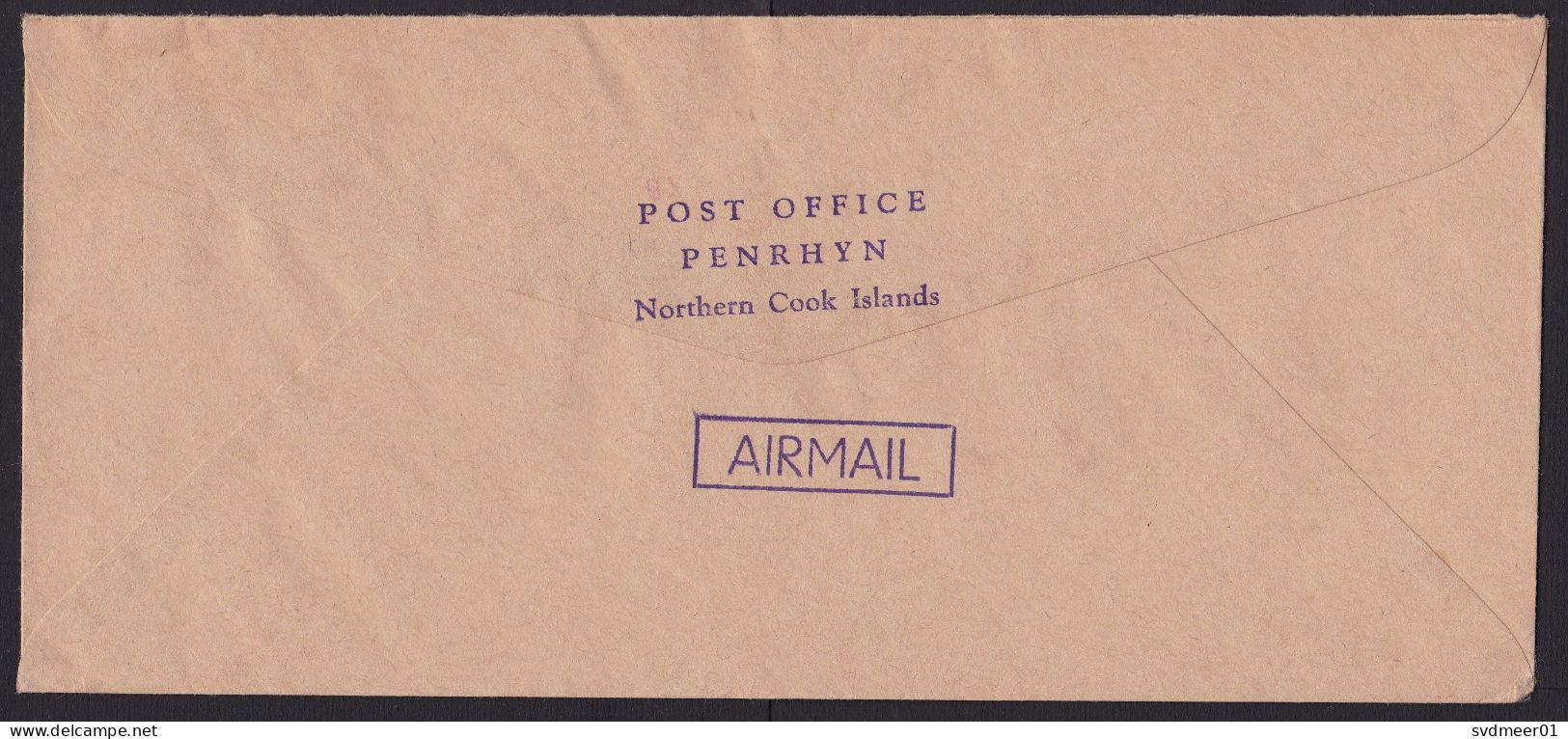 Penrhyn: Airmail Cover To Germany, 2 Stamps, Fish, Sea Animal, Overprint OHMS, Official Service (traces Of Use) - Penrhyn