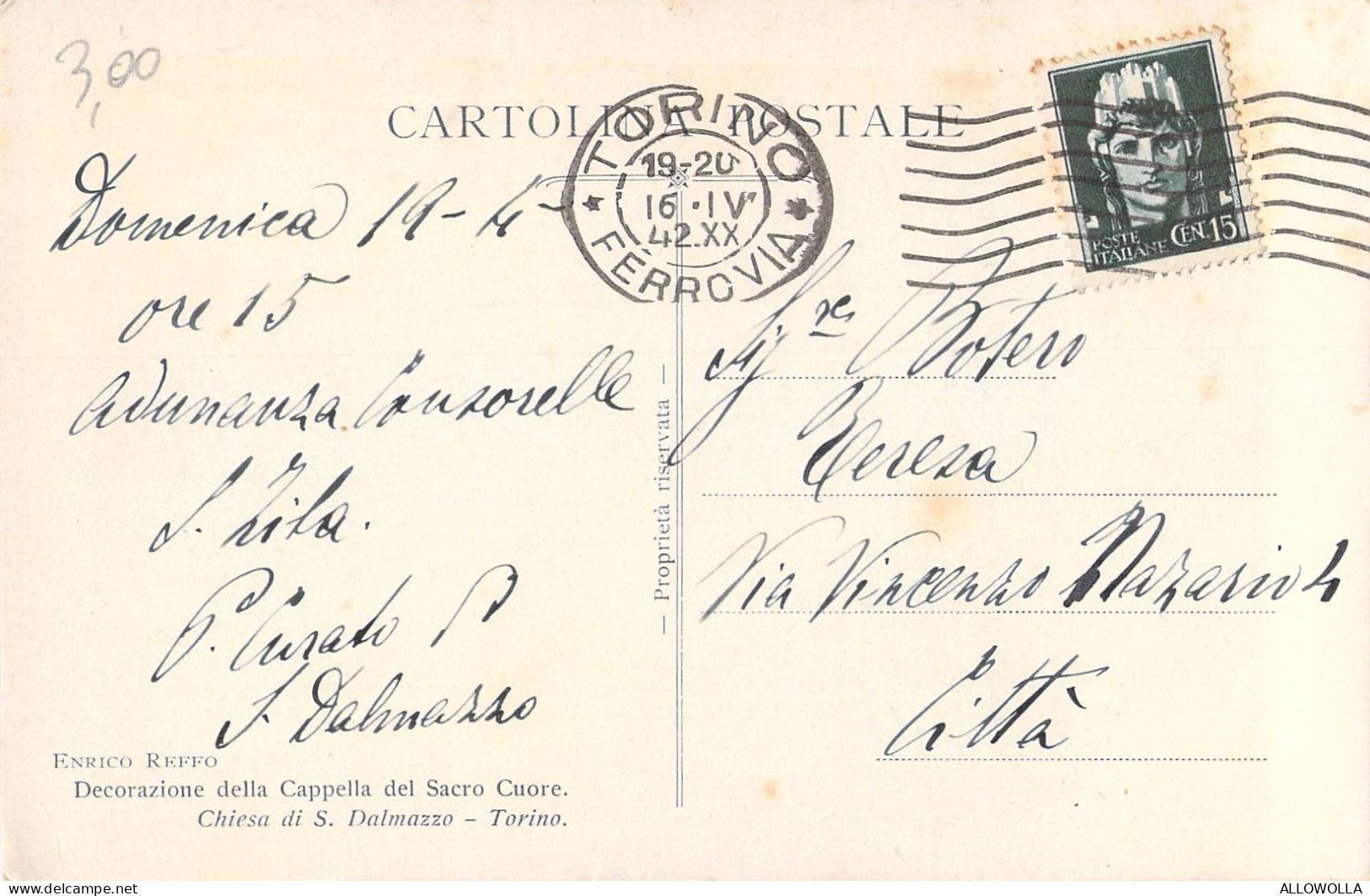 26413 " DECORAZIONE DELLA CAPPELLA DEL SACRO CUORE-CHIESA DI S. DALMAZZO-TORINO "-VERA FOTO-CART.SPED.1942 - Churches