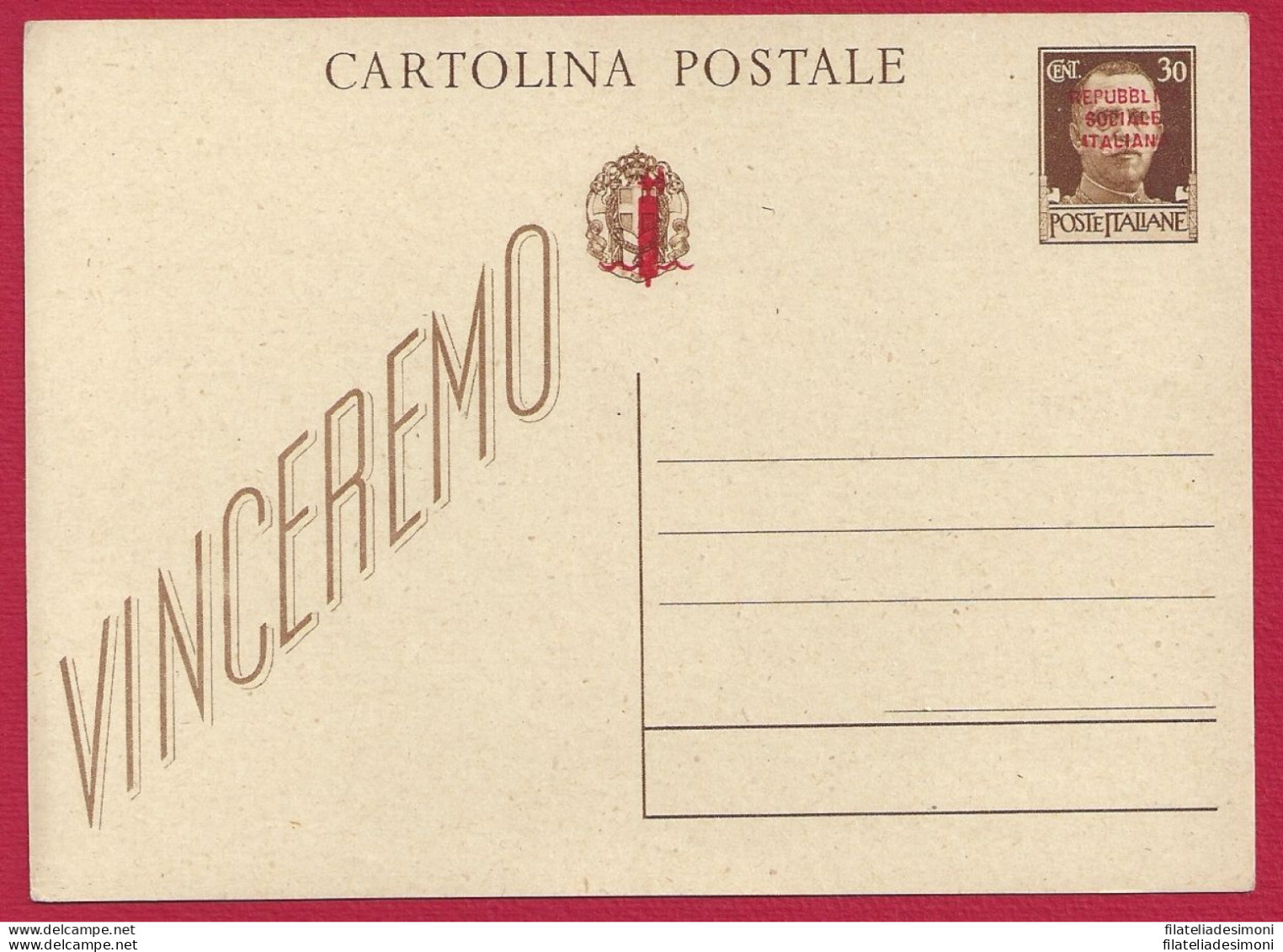 1944 RSI - C 104l  Fascetto Sovrastampa Inclinata NUOVA - Stamped Stationery