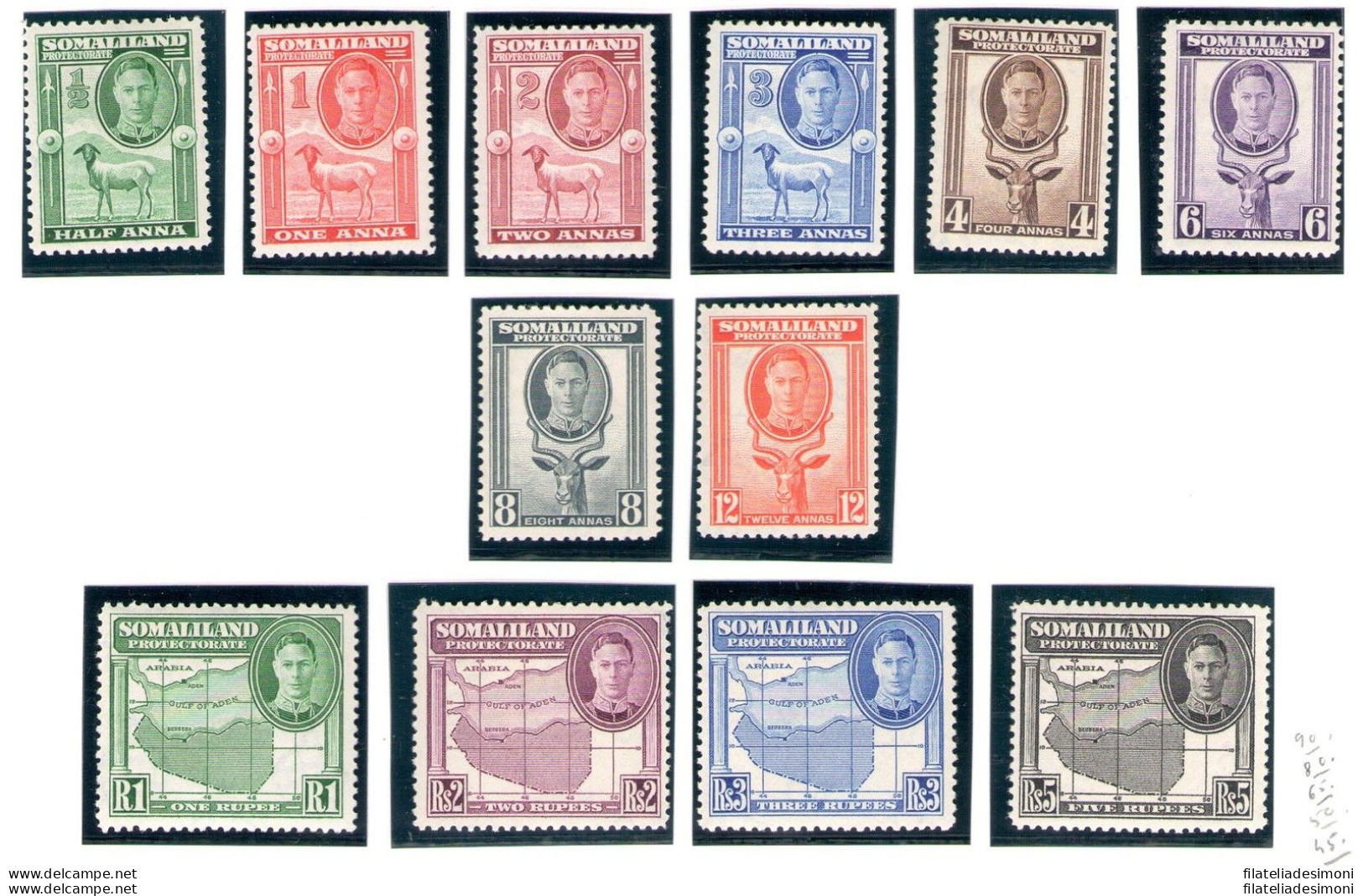 1942 SOMALILAND - Effige Giogio VI° A Sinistra  SG 105/116 12 Valori MLH* - Other & Unclassified