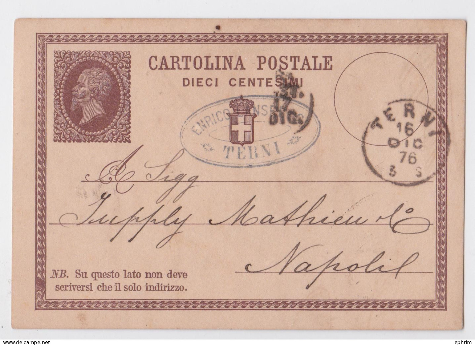 Italia Napoli Vita Terni Cartolina Postale Riposta Dieci Centesimi Lot De 4 Cartes Postales Entier Postal Italie 1875/79 - Interi Postali