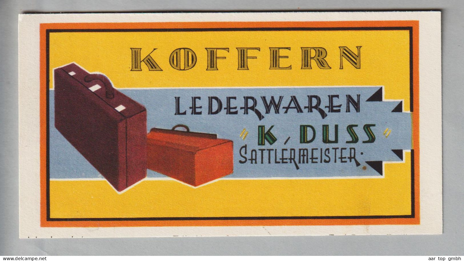 Motiv Haushalt Reisen Werbe-Decco-Karte (ZH) Koffern, Lederwaren, K.Duss Sattlermeister - Usines & Industries