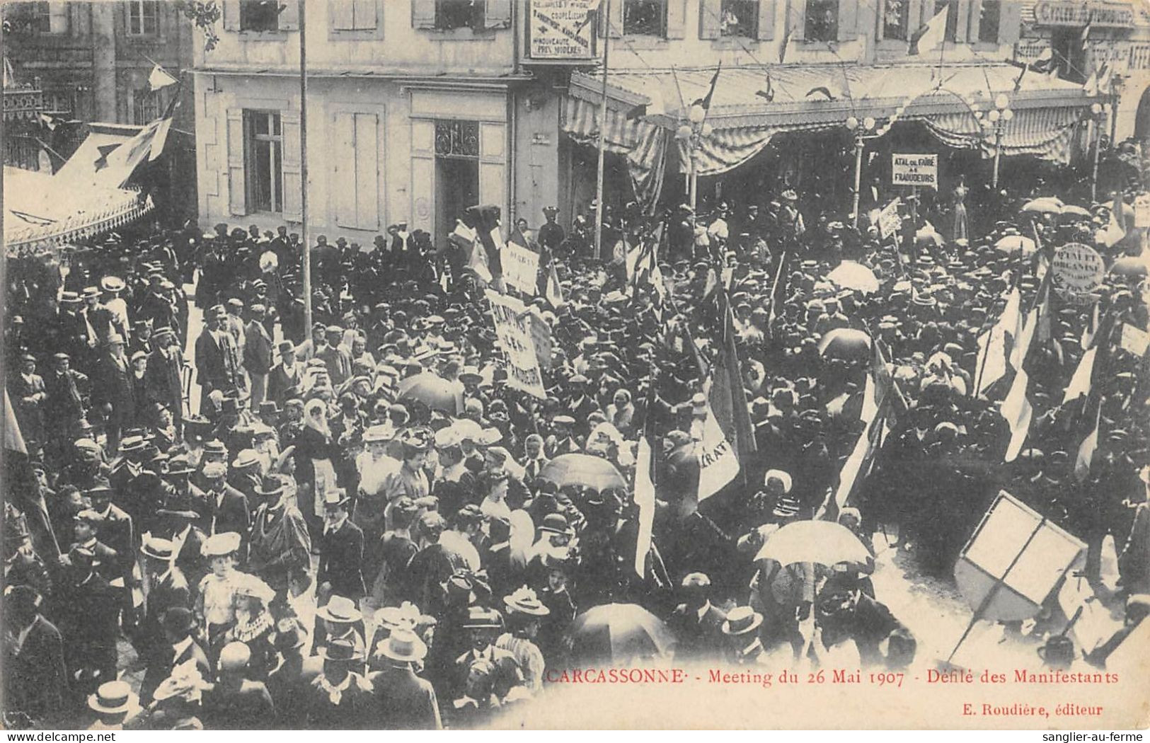 CPA 11 CARCASSONNE / MEETING DU 26 MAI 1907 / DEFILE DES MANIFESTANTS - Carcassonne