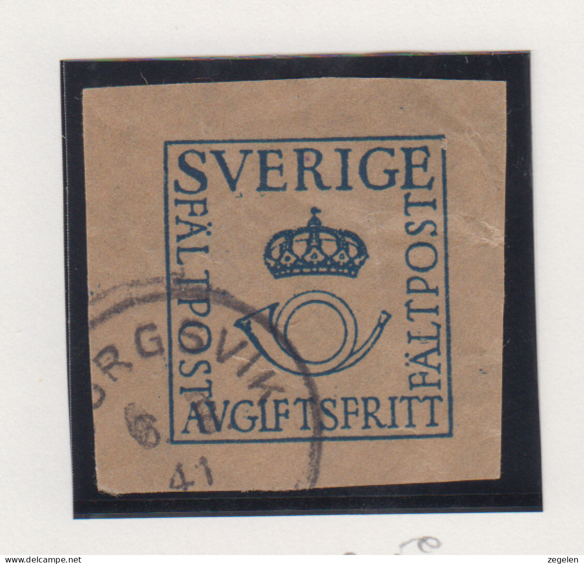 Zweden Militaire Zegel Fragment Van Militaire Omslag Met Militaire Stempel - Militärmarken