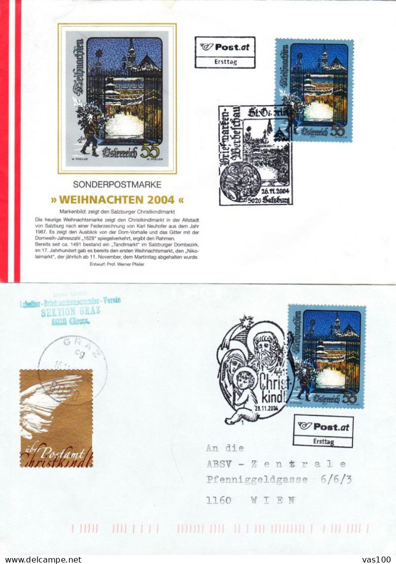 CHRISTMAS X2 COVERS FDC 2000 AUSTRIA - Christmas