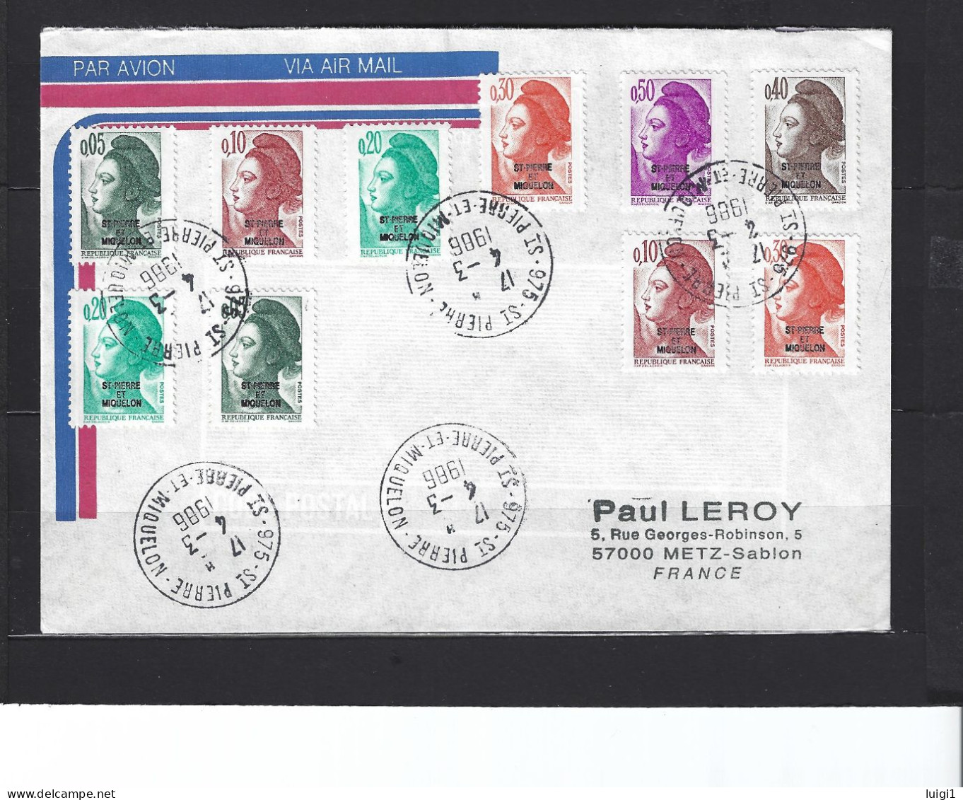 Courrier Philatélique Pour La France. En Affranchissement Composé Du 4-3-1986 - 975 St Pierre Et Miquelon. TB - Covers & Documents