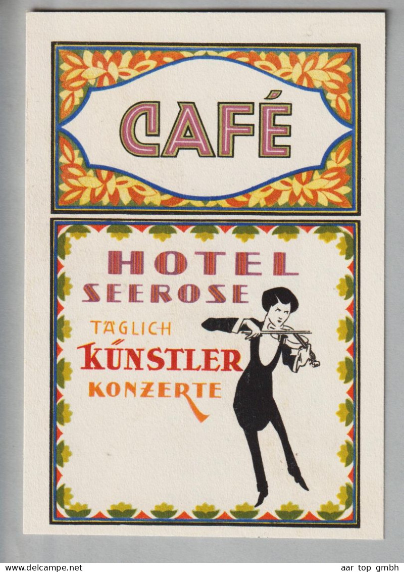 Motiv Hotel Werbe-Decco-Karte "Café Hotel Seerose Täglich Künstler-Konzerte" (ZH) - Hostelería - Horesca