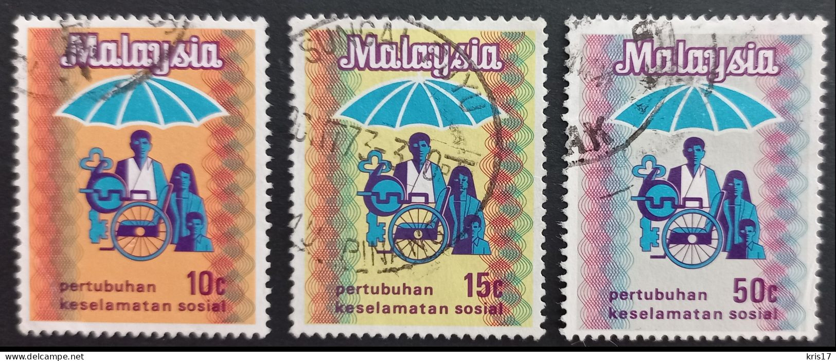 (TI)(MAL1973-3) MALAISIE MALAYSIA 1973 Used Oblitérés YT102-YT103-YT104 Sécurité Sociale - Malaysia (1964-...)