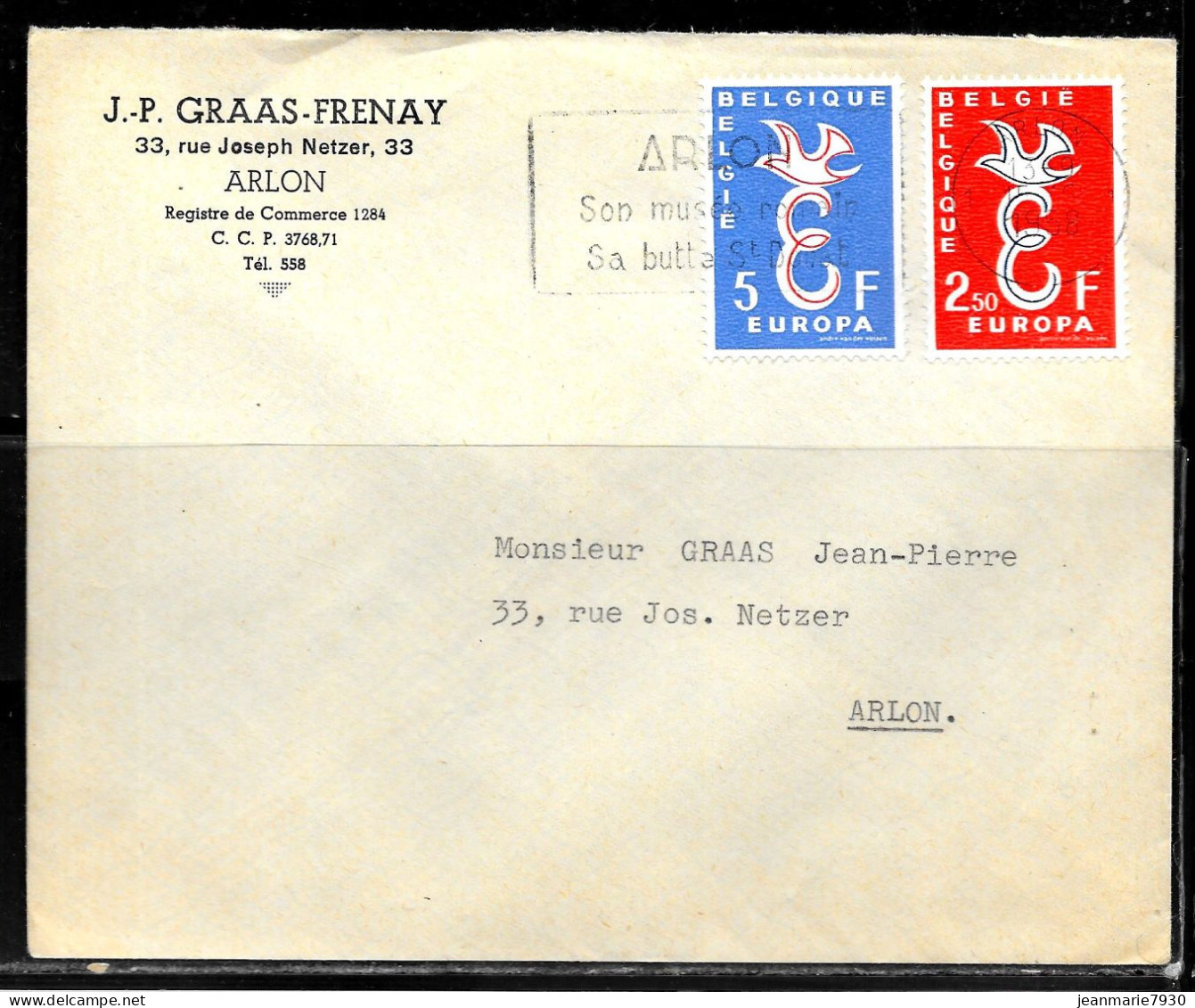 CC125 - BELGIQUE - LETTRE DE ARLON DU 13/09/58 - Storia Postale