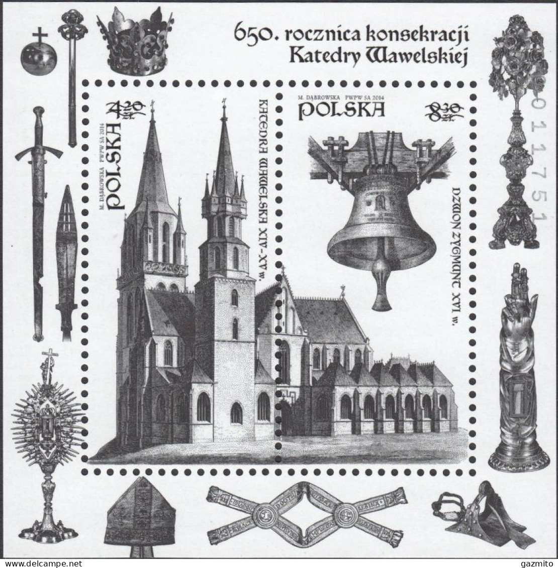 Poland 2014, 650th Wawel Cathedral Consacration, BF Black And White - Ungebraucht