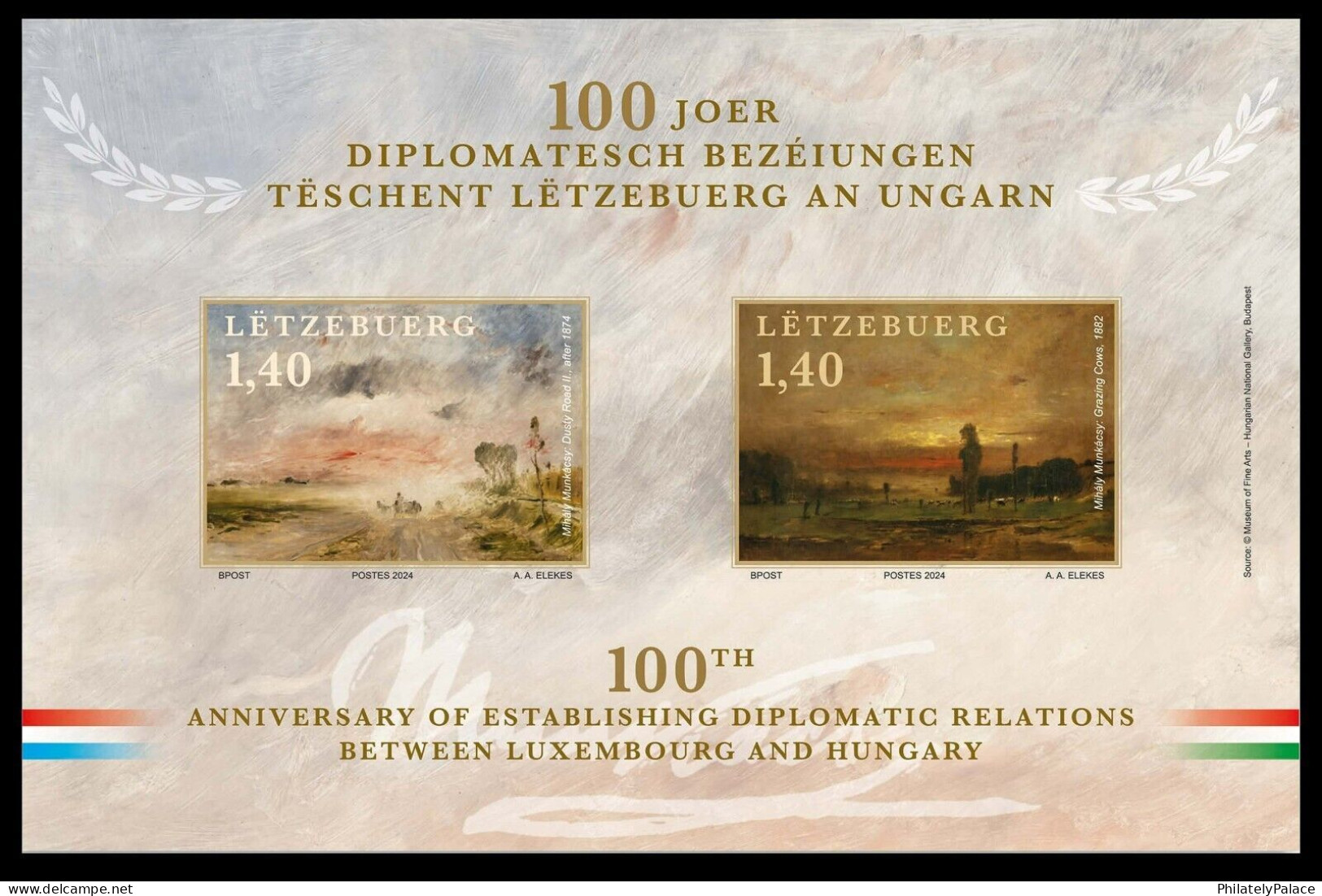 Luxembourg 2024 Hungary, 100th Years Diplomatic Relations,Joint Issue, Both Side,Miniature Sheet, 2 MS MNH (**) - Ongebruikt