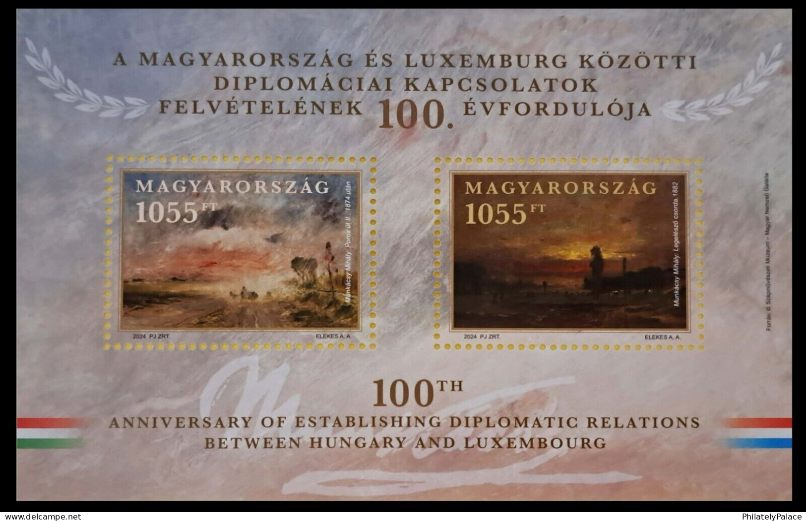 Luxembourg 2024 Hungary, 100th Years Diplomatic Relations,Joint Issue, Both Side,Miniature Sheet, 2 MS MNH (**) - Neufs