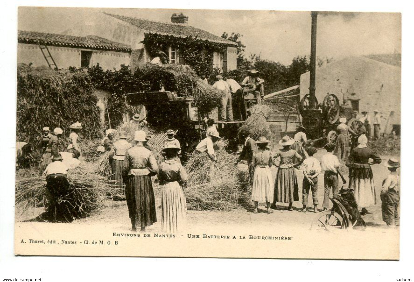 44 DEP 553 Ferme De LA BOURCHINIERE Jour De Batterie  La Machine Paysans Au Travail  Environs Nantes1900 Dos Non Divisé - Paimboeuf