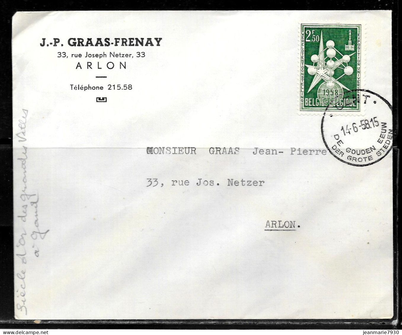 CC123 - BELGIQUE - LETTRE DE GAND DU 14/06/58 - Lettres & Documents