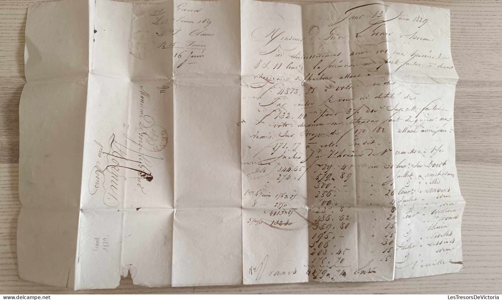 Letter mailed on october 13th 1829 from Gent to Hornu  - Weight indication "24" wigtjes