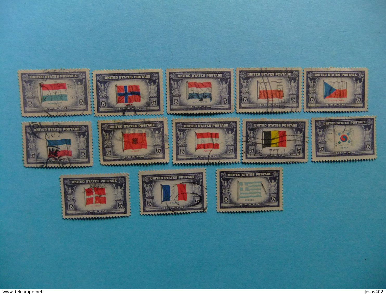 66 ESTADOS UNIDOS 1943 BANDERAS DE PAISES // DRAPEAUX DES PAYS OCCUPES PAR L'AXE YVERT 459 / 471 FU - Usati