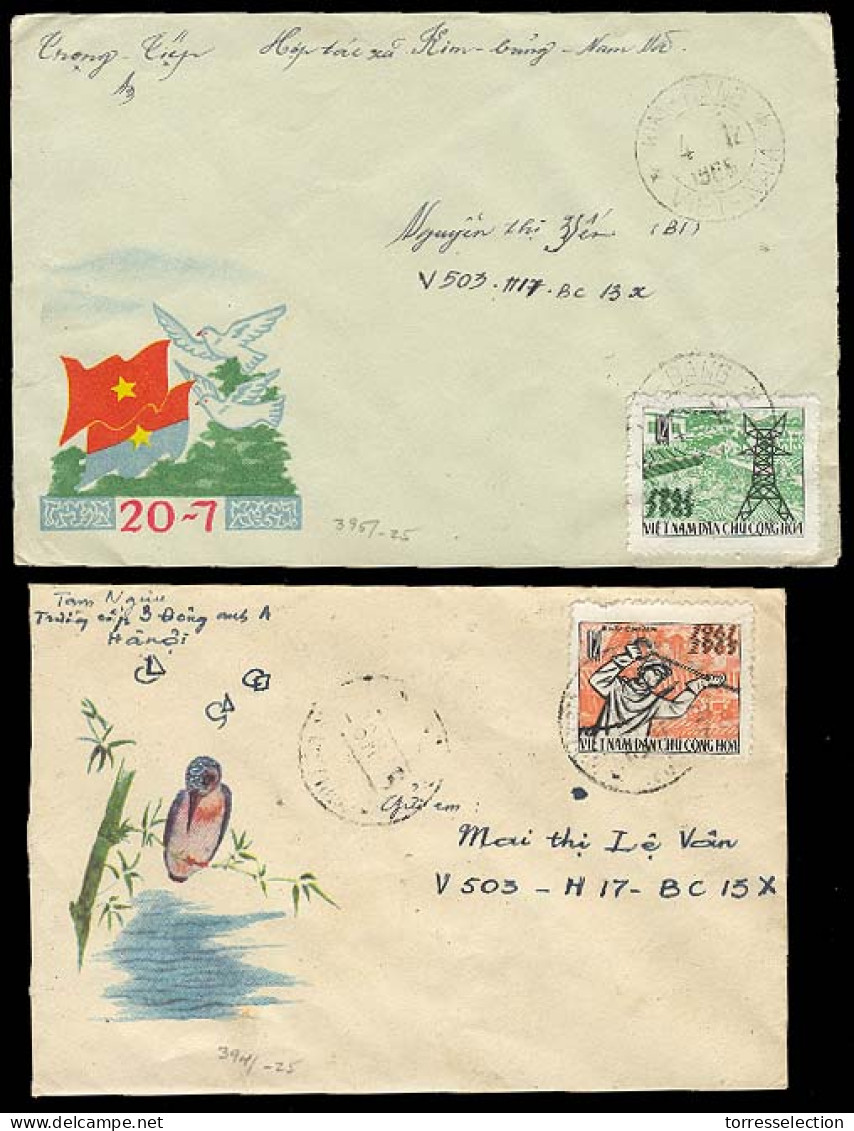 INDOCHINA. 1965. 2 Diff North Vietnam Fkd Local Env / Military Addressee. - Autres - Asie