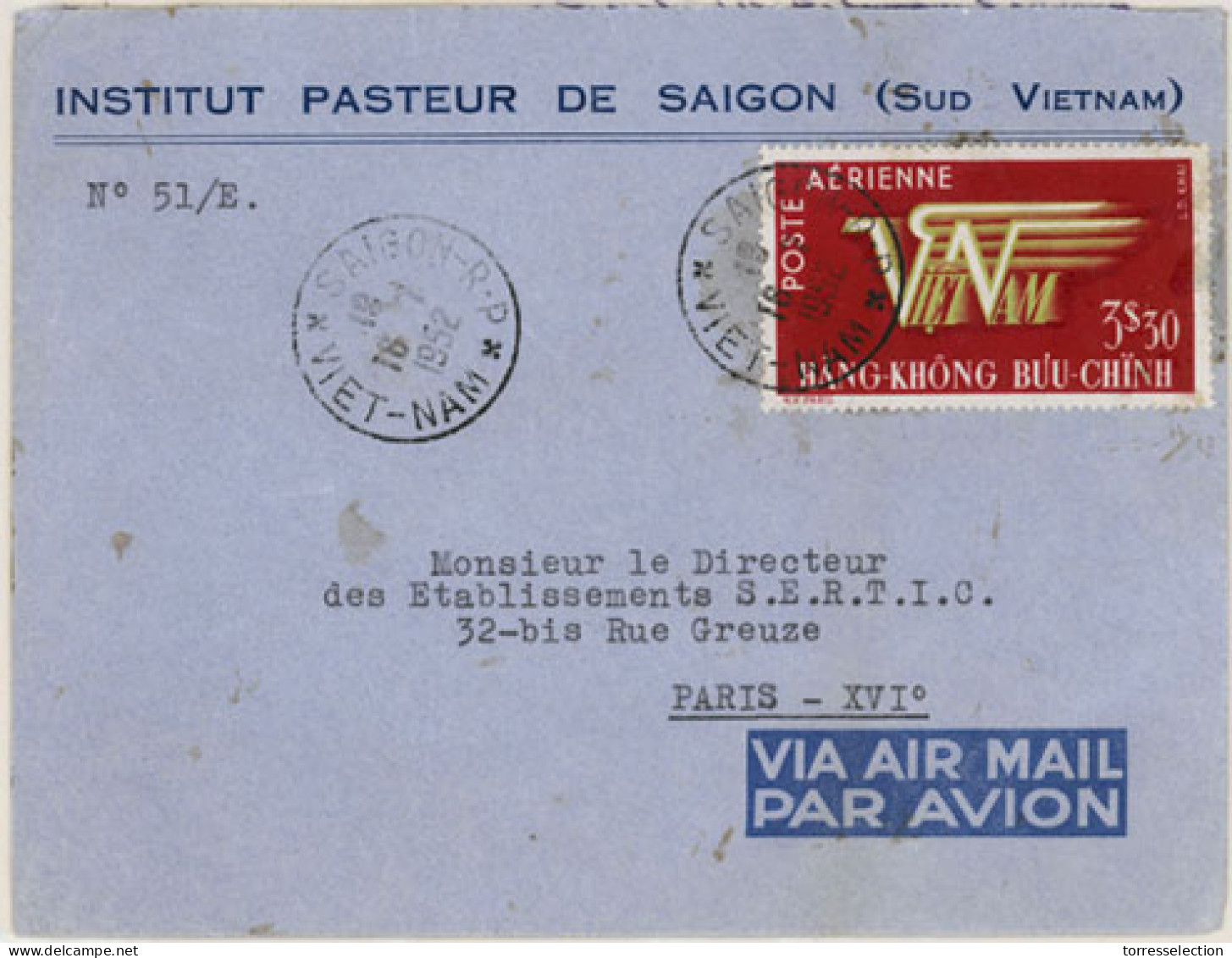 INDOCHINA. 1952. Saigon To Paris. Airmail Franked Envelope. - Asia (Other)