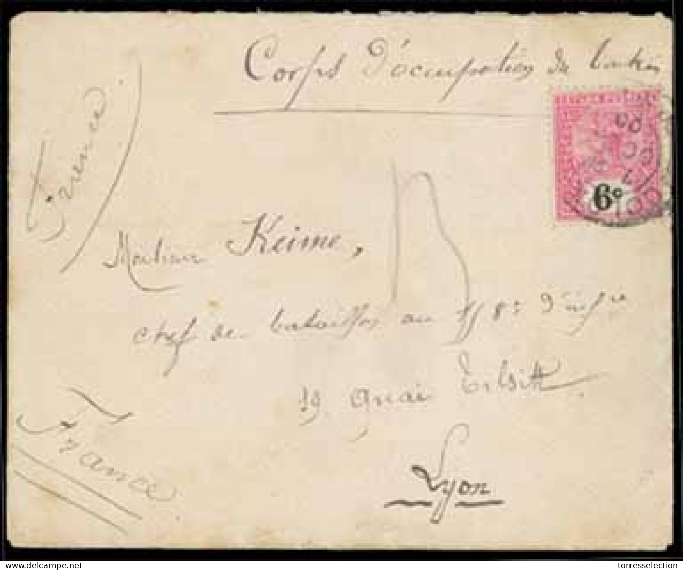 INDOCHINA. 1900 (Oct.24). Corps D'Occupation De Tonkin (Mns.). Envelope Franked At Colombo/Ceylan While In Transit. A Nd - Asia (Other)