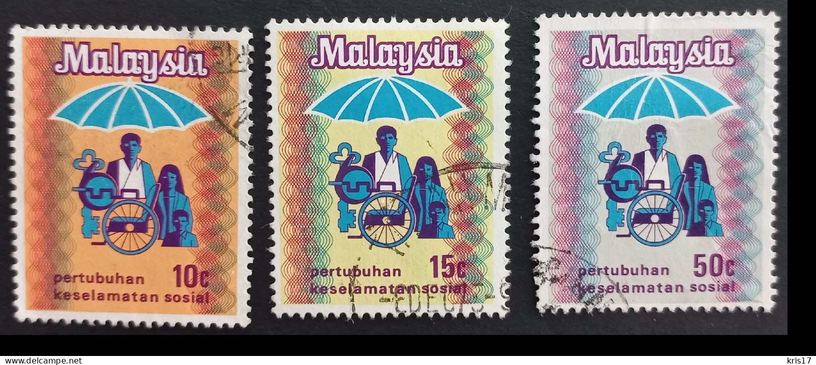 (TI)(MAL1973-4) MALAISIE MALAYSIA 1973 Used Oblitérés YT102-YT103-YT104 Sécurité Sociale - Malaysia (1964-...)