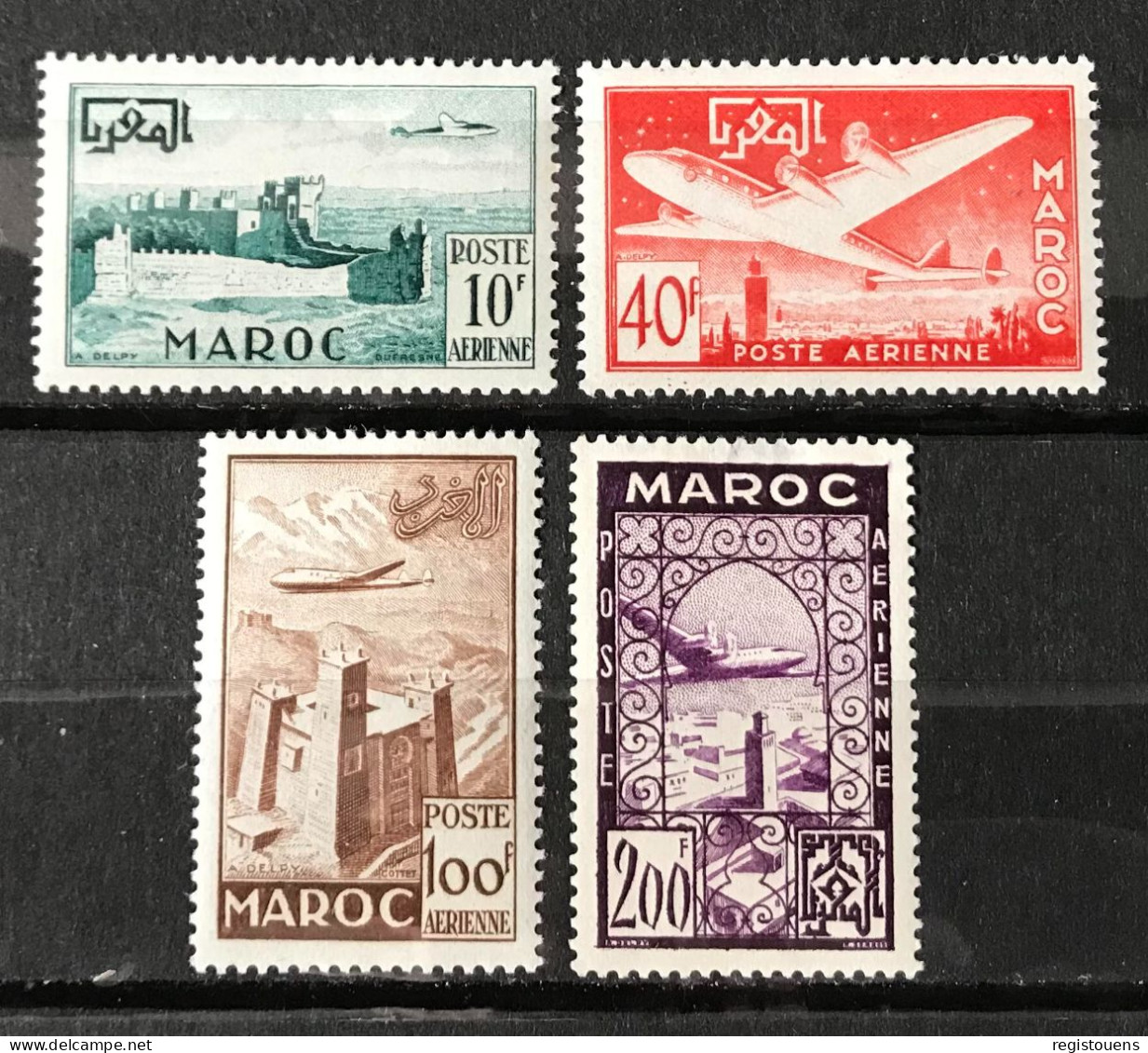 Lot De 4 Timbres Neufs* Maroc 1952 - Poste Aérienne