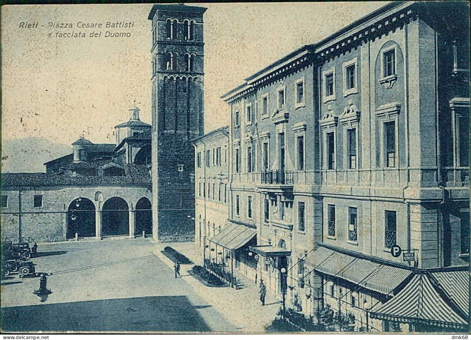 RIETI - PIAZZA CESARE BATTISTI E FACCIATA DEL DUOMO - EDIZIONE CARTOLERIA MODERNA - SPEDITA 1941 (20201) - Rieti