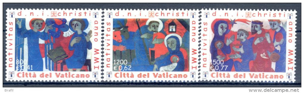 2001 Vaticano, Natale, Serie Completa Nuova (**) - Unused Stamps