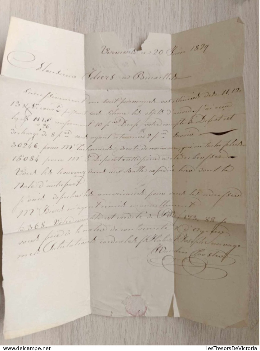 Belgique - Letter From Verviers Mailed On June 2th 1829 To Brussels - Single Letter Rate 25 Centen - 1815-1830 (Dutch Period)