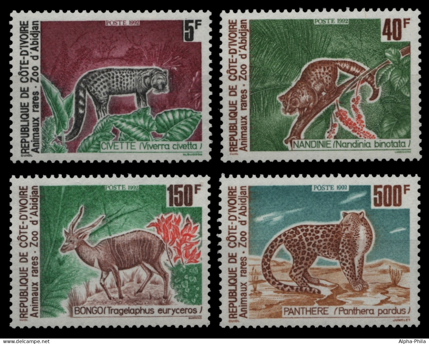 Elfenbeinküste 1992 - Mi-Nr. 1065-1068 ** - MNH - Wildtiere / Wild Animals - Côte D'Ivoire (1960-...)