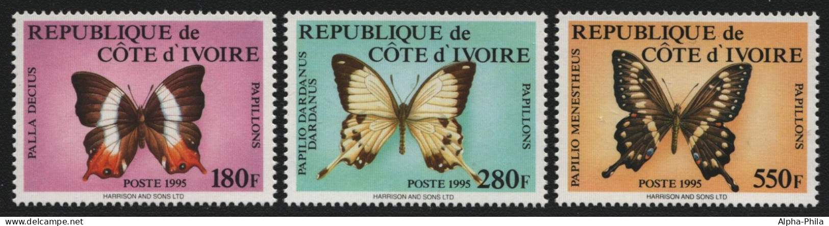 Elfenbeinküste 1995 - Mi-Nr. 1149-1151 ** - MNH - Schmetterlinge / Butterflies - Costa D'Avorio (1960-...)