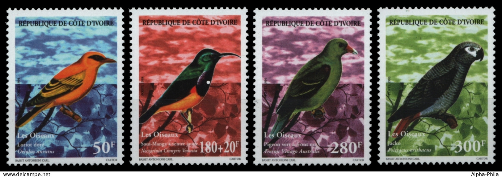 Elfenbeinküste 1999 - Mi-Nr. 1219-1222 ** - MNH - Vögel / Birds - Côte D'Ivoire (1960-...)