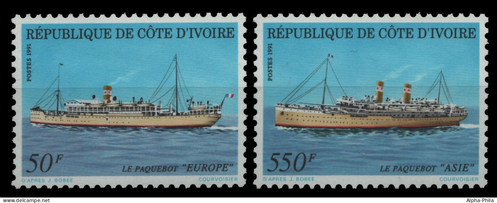 Elfenbeinküste 1991 - Mi-Nr. 1047-1048 ** - MNH - Schiffe / Ships - Costa D'Avorio (1960-...)