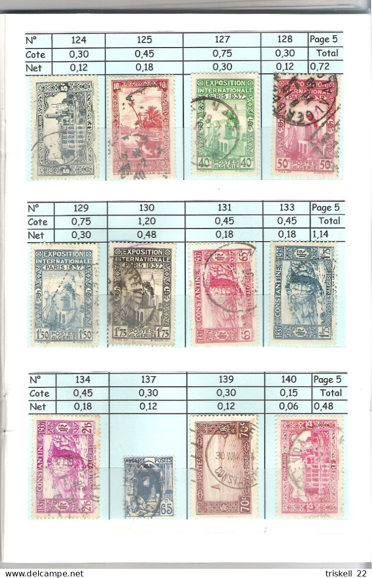 Algérie Française : Lot De 132 Timbres (n° 1 à 349) NE SE SUIVENT PAS Et 4 Préoblitérés (n° 9-10-17-18) - Other & Unclassified