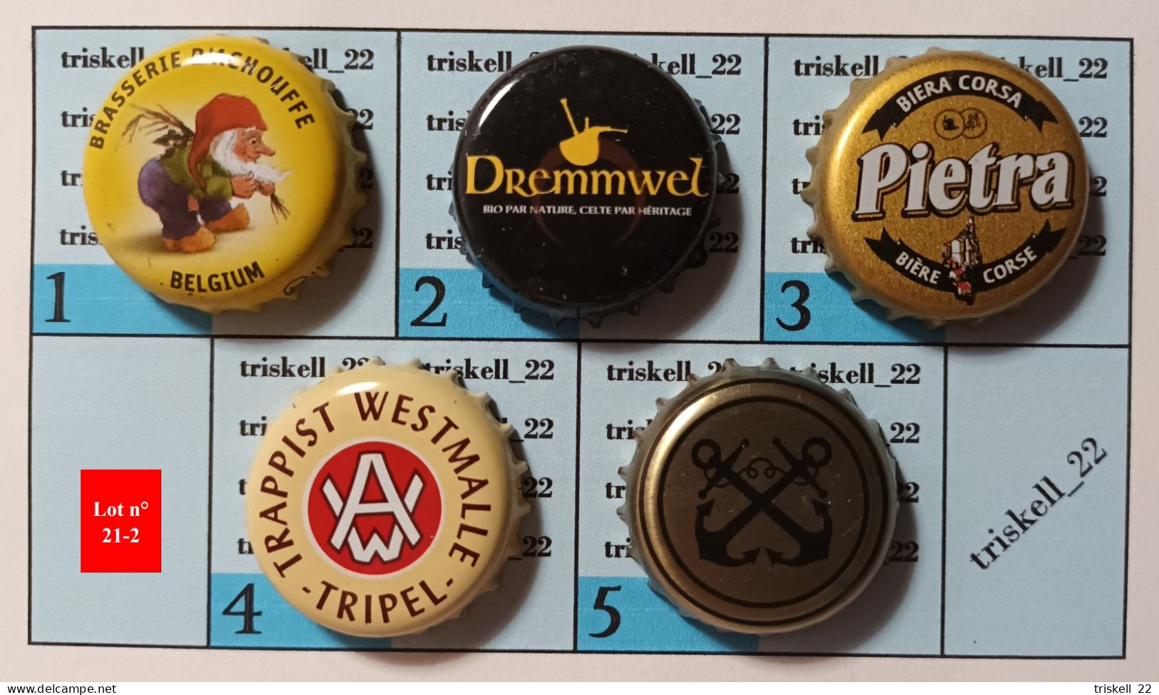 5 Capsules De Bière   Lot N° 21-2 - Cerveza