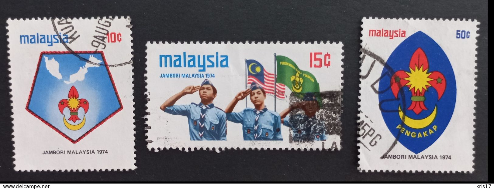 (TI)(CZ)(MAL1974-2) Timbres De MALAISIE MALAYSIA 1974 Jamboree Scout Malais Used Oblitérés YT119-YT120-YT121 - Malaysia (1964-...)