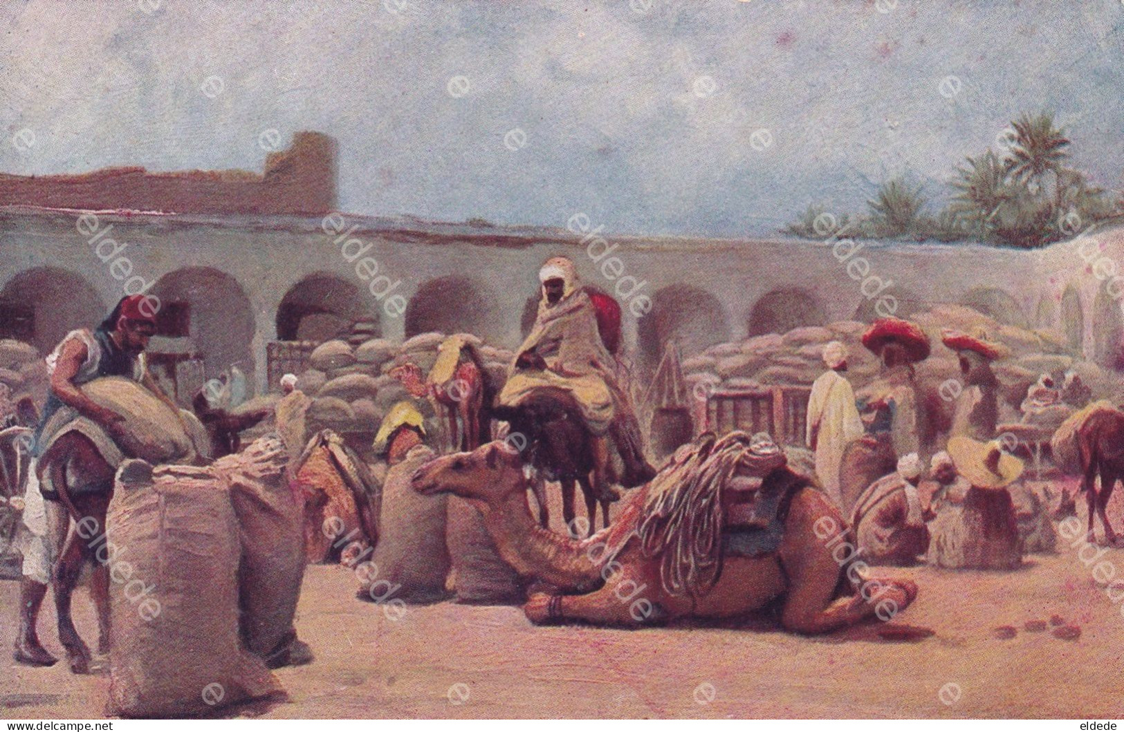 Orientalisme Caravansérail Depart Caravane Chameau Dromadaire Camel - Avant 1900
