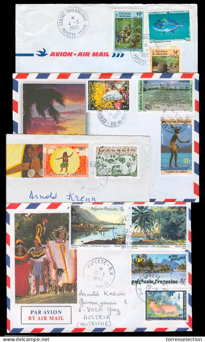 FRC - Tahiti. 1985/2007. Papeete - Austria. 4 Multifkd Thematic Envs. VF. - Otros & Sin Clasificación