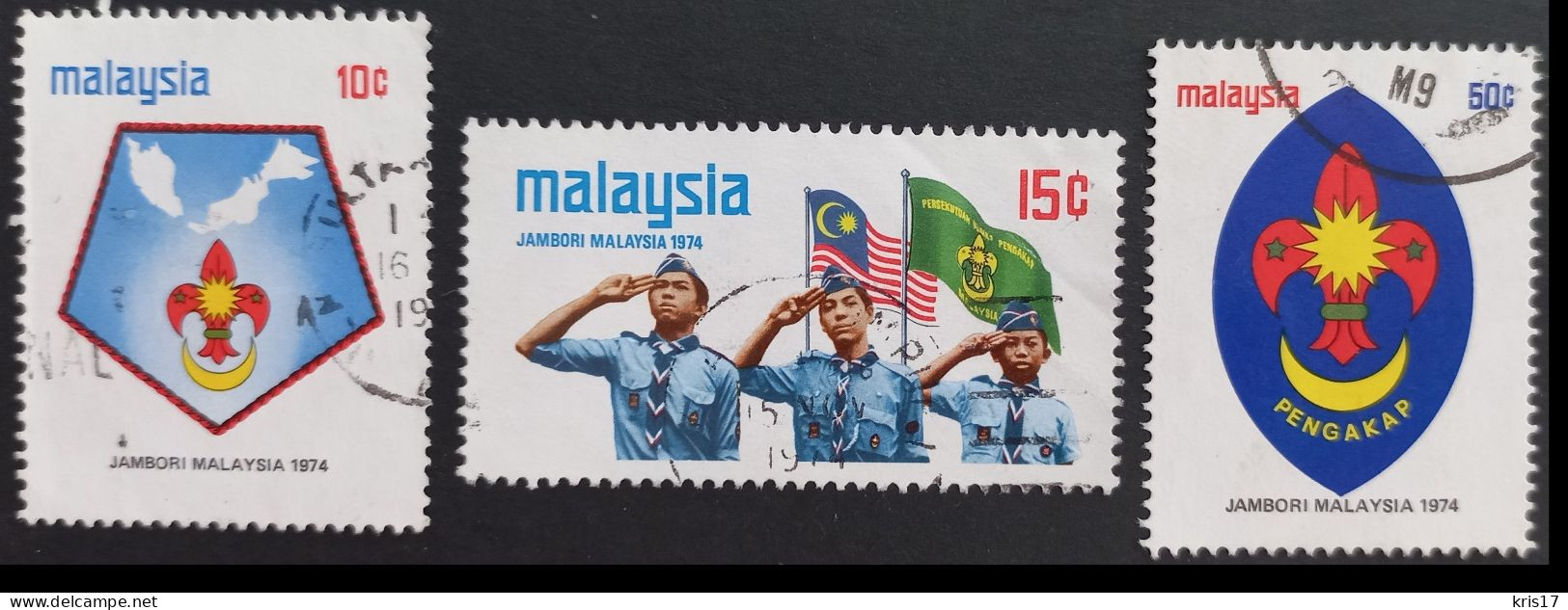 (TI)(CZ)(MAL1974-3) MALAISIE MALAYSIA 1974 Jamboree Scout Malais Used Oblitérés YT119-YT120-YT121 - Malaysia (1964-...)