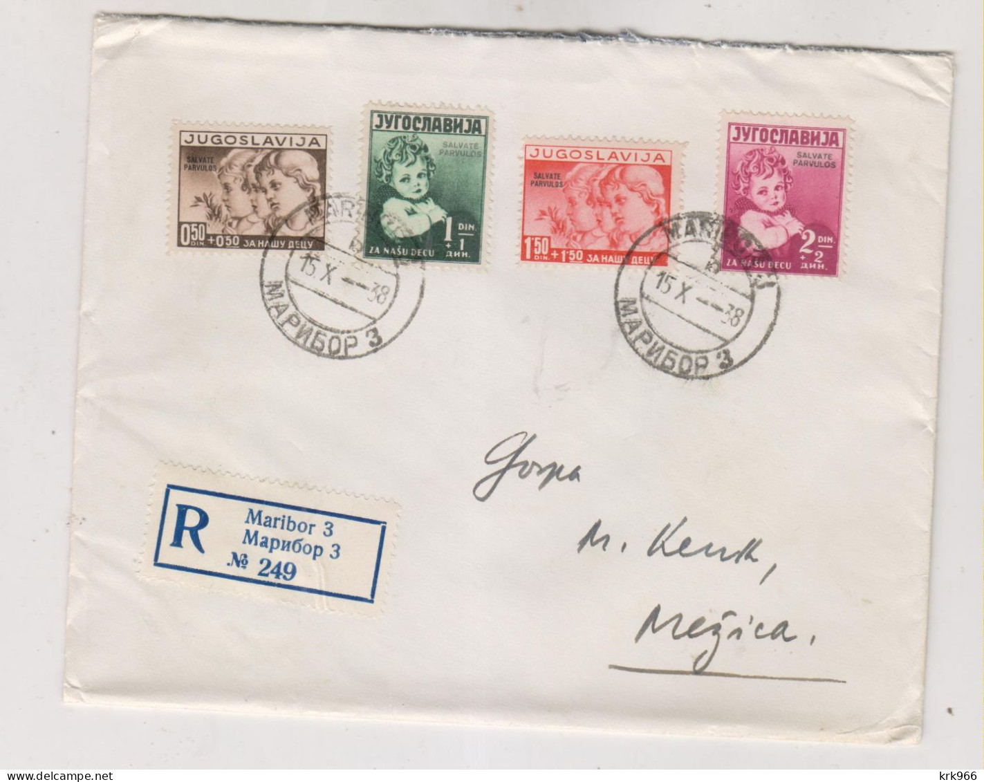 YUGOSLAVIA 1938 MARIBOR  Registered  Cover To MEZICA - Lettres & Documents