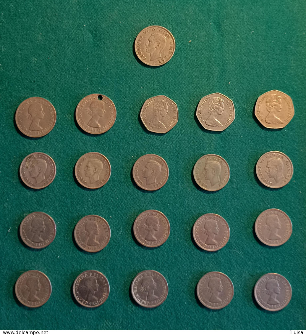 GRAN BRETAGNA 21 Monete Originali Differenti Per Data 50 Pence - 50 Pence