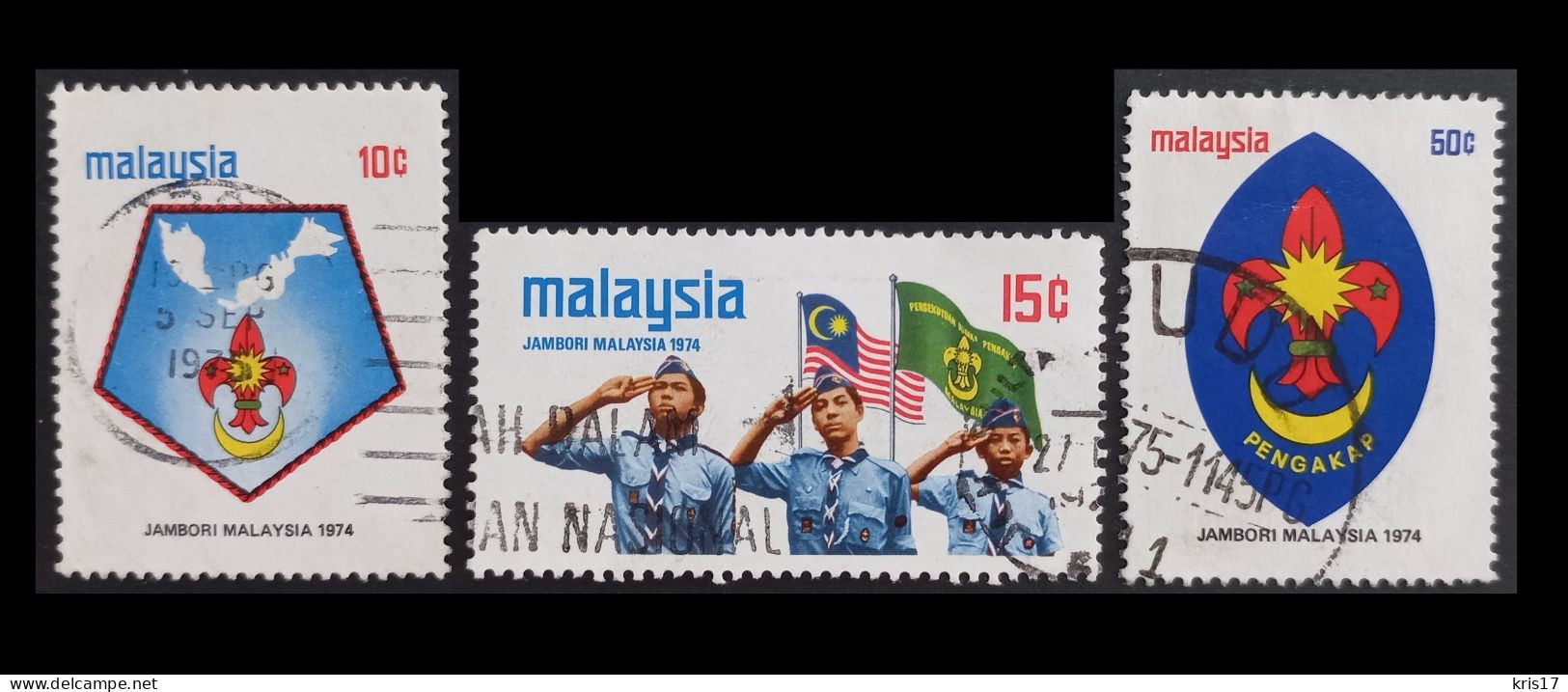 (TI)(CZ)(MAL1974-4) MALAISIE MALAYSIA 1974 Jamboree Scout Malais Used Oblitérés YT119-YT120-YT121 - Malaysia (1964-...)