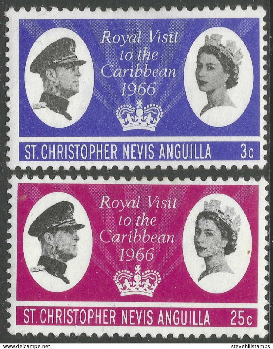 St Kitts-Nevis. 1966 Royal Visit. MH Complete Set. SG 155-156. M3122 - San Cristóbal Y Nieves - Anguilla (...-1980)