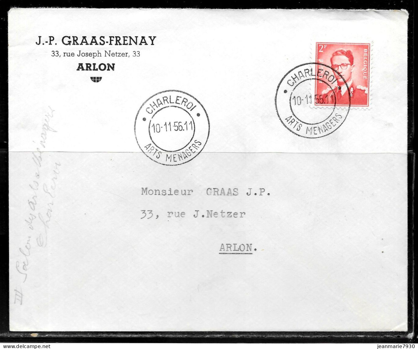 CC110 - BELGIQUE - LETTRE DE CHARLEROI DU 10/11/56 - Covers & Documents