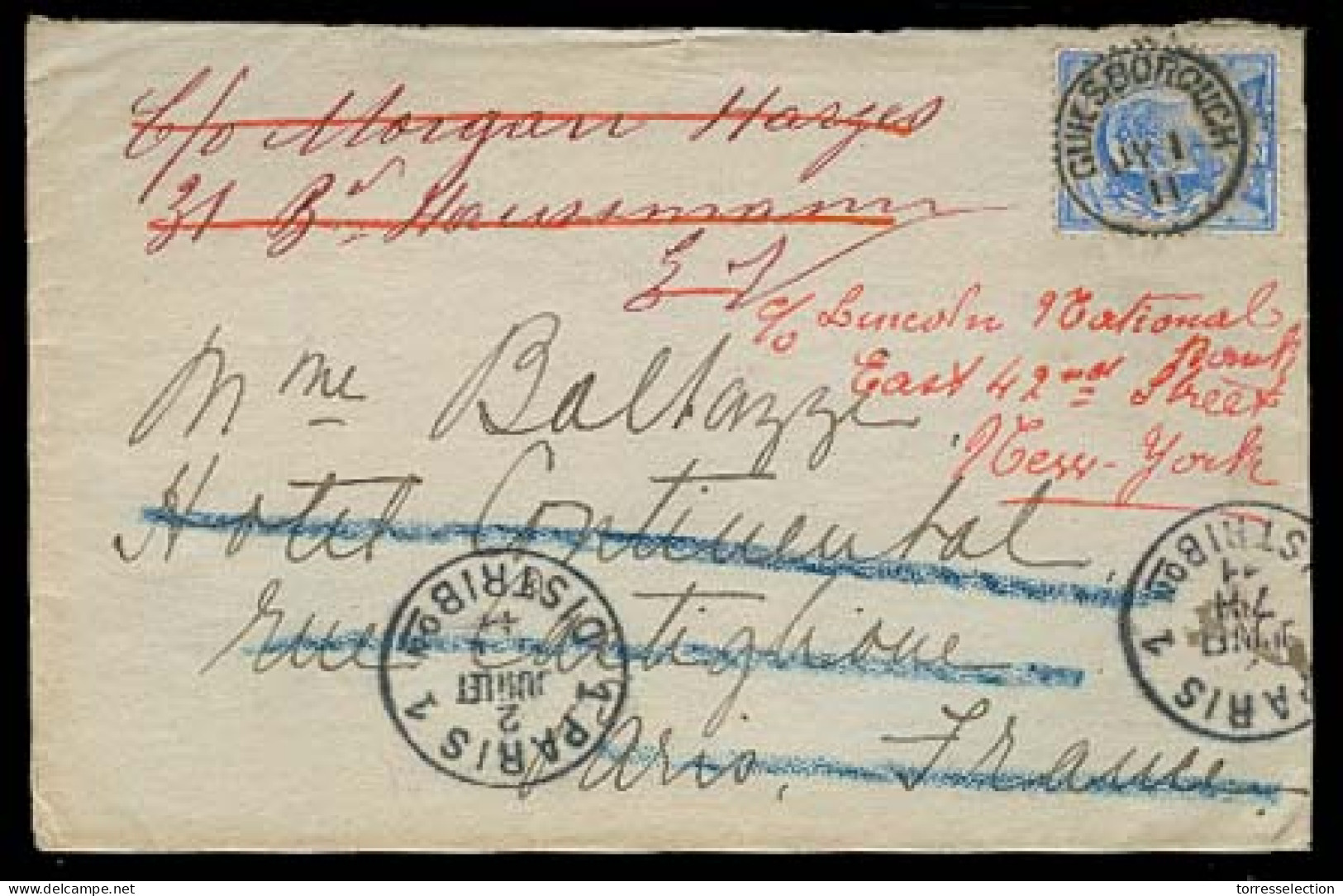 Great Britain - XX. 1911. Guilsborough - France - USA. Env Fkd 2 1/2d Blue Cds. VF. - ...-1840 Voorlopers
